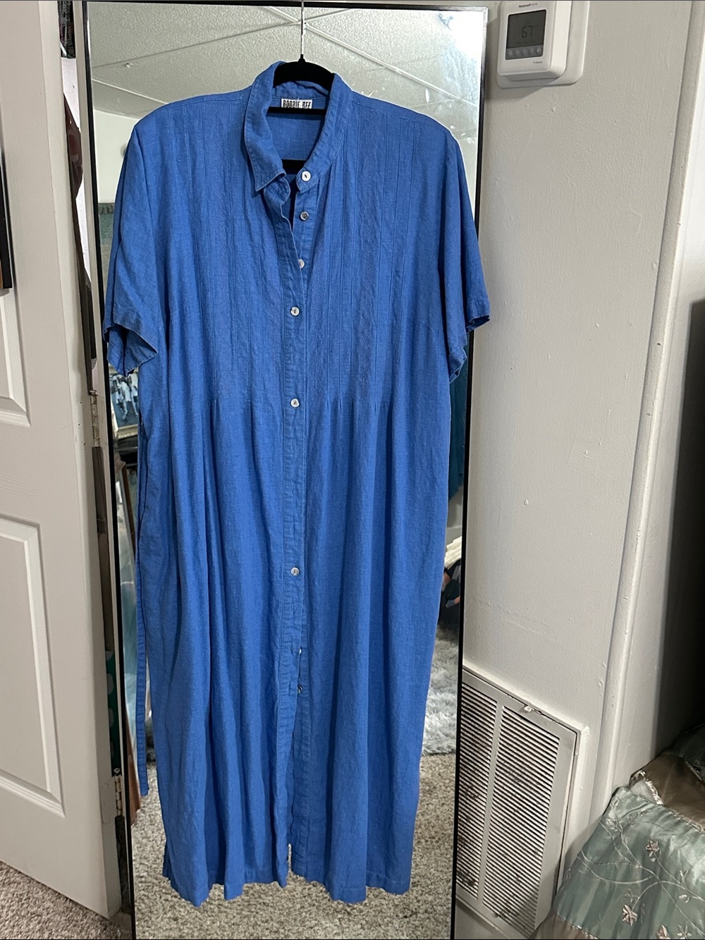 Robbie Bee Royal Blue Short-Sleeve Button-Down Shirt dress